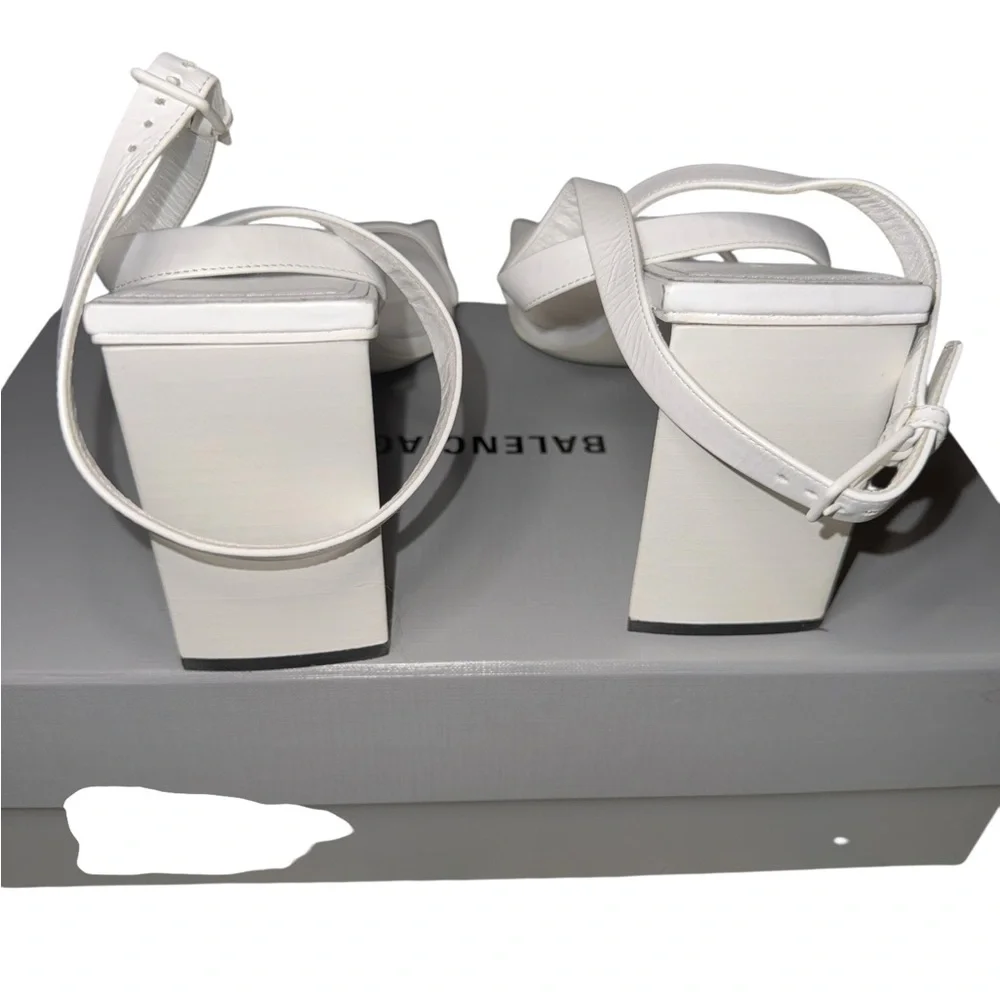 Balenciaga White Ankle Strap Heels - Picture 9 of 16